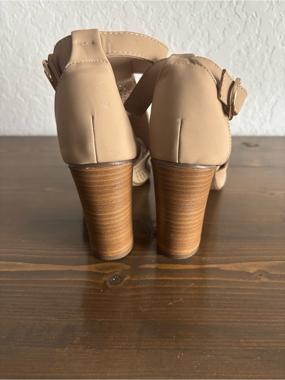 Neutral Tan Block Heel Sandals - Women